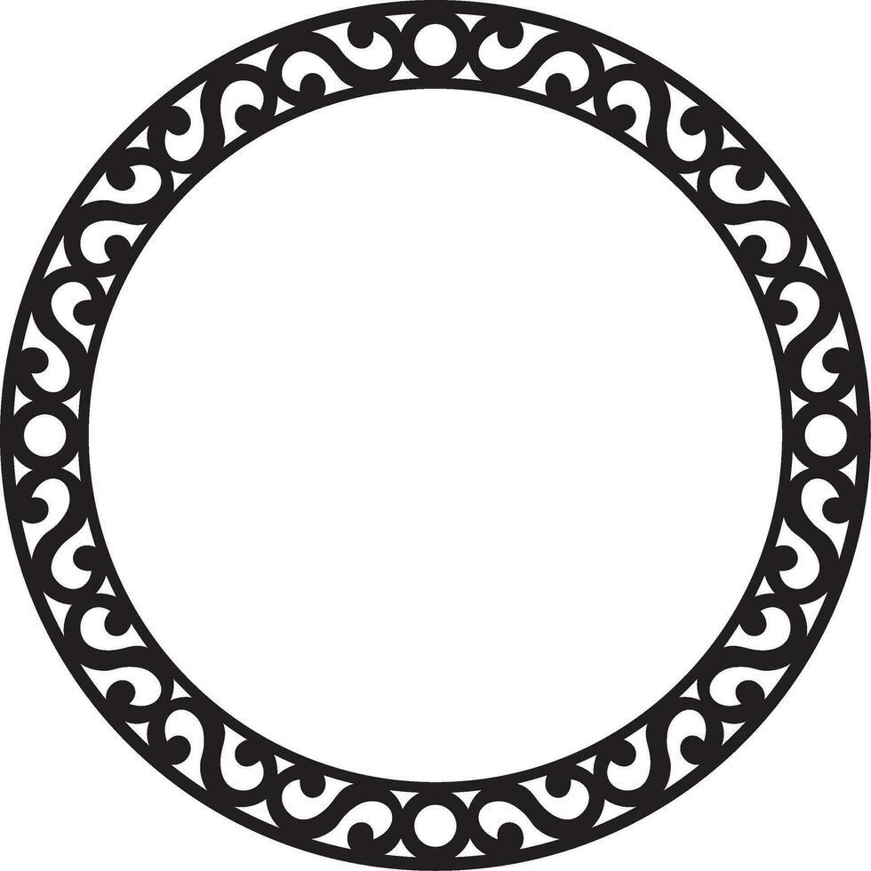 vektor yakut runda svartvit ram. dekorativ cirkel av de nordlig människors av de tundra