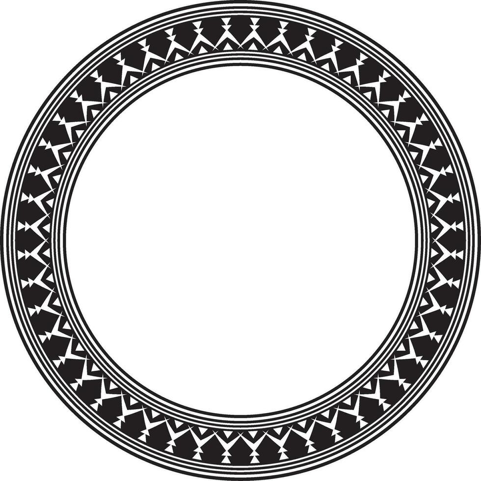 vektor svartvit svart runda yakut prydnad. ändlös cirkel, gräns, ram av de nordlig människors av de långt öst