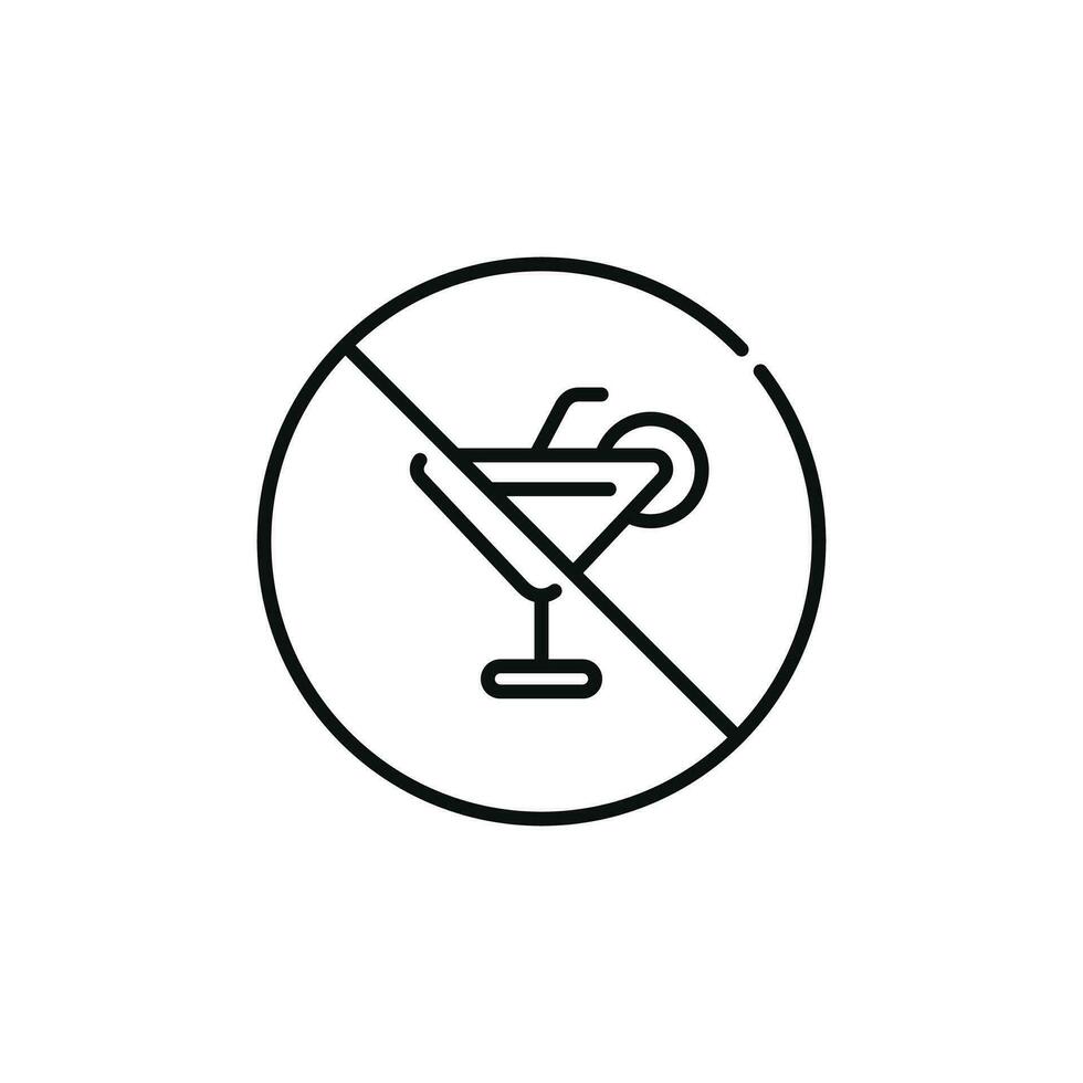 Nein Alkohol Linie Symbol Zeichen Symbol isoliert auf Weiß Hintergrund vektor