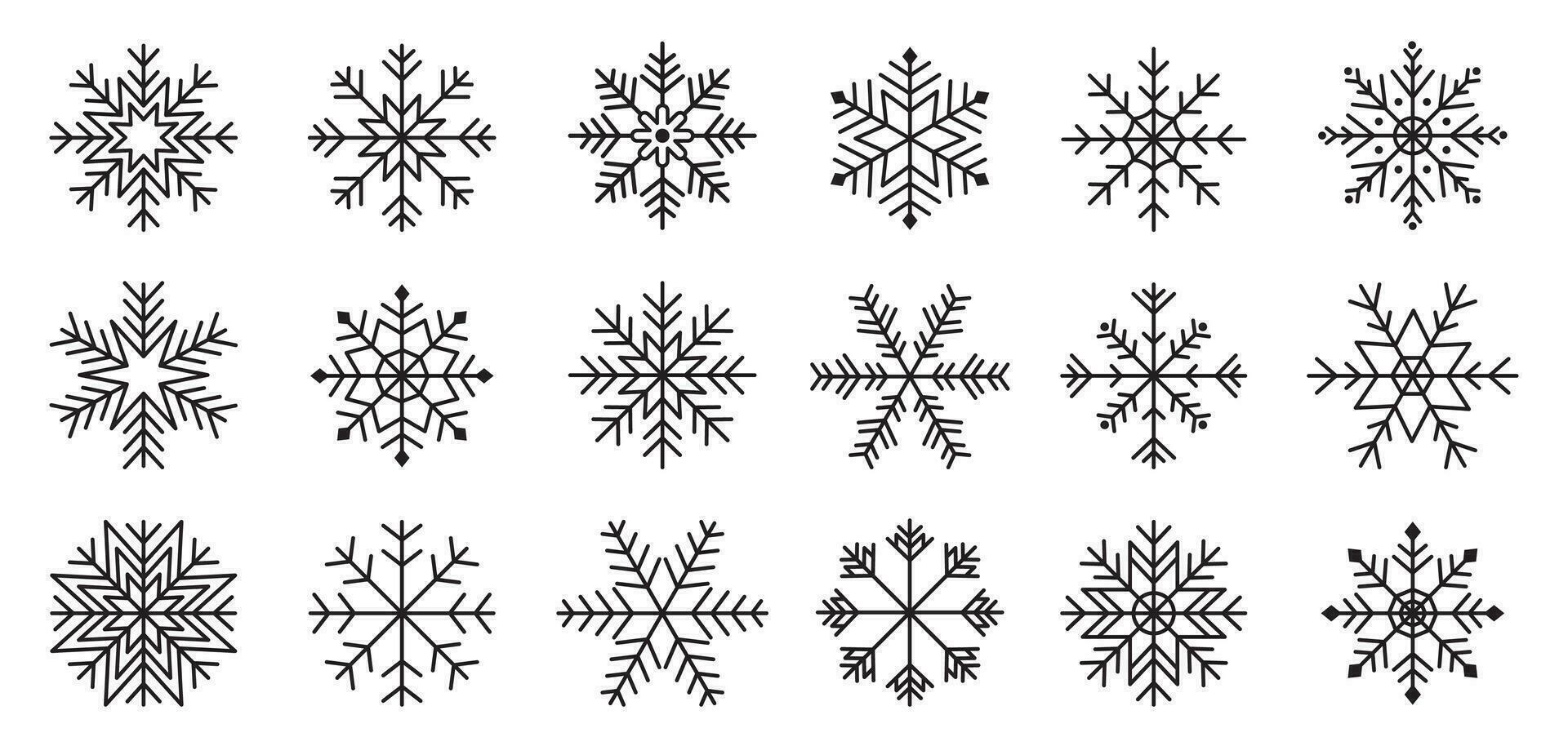 Schneeflocke Symbol groß Satz. Schnee Sammlung. Winter Symbole. Vektor Illustration