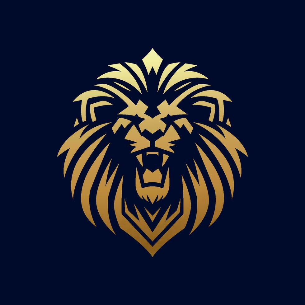 Gold Löwe Kopf Logo Design, Vektor Löwe Gesicht