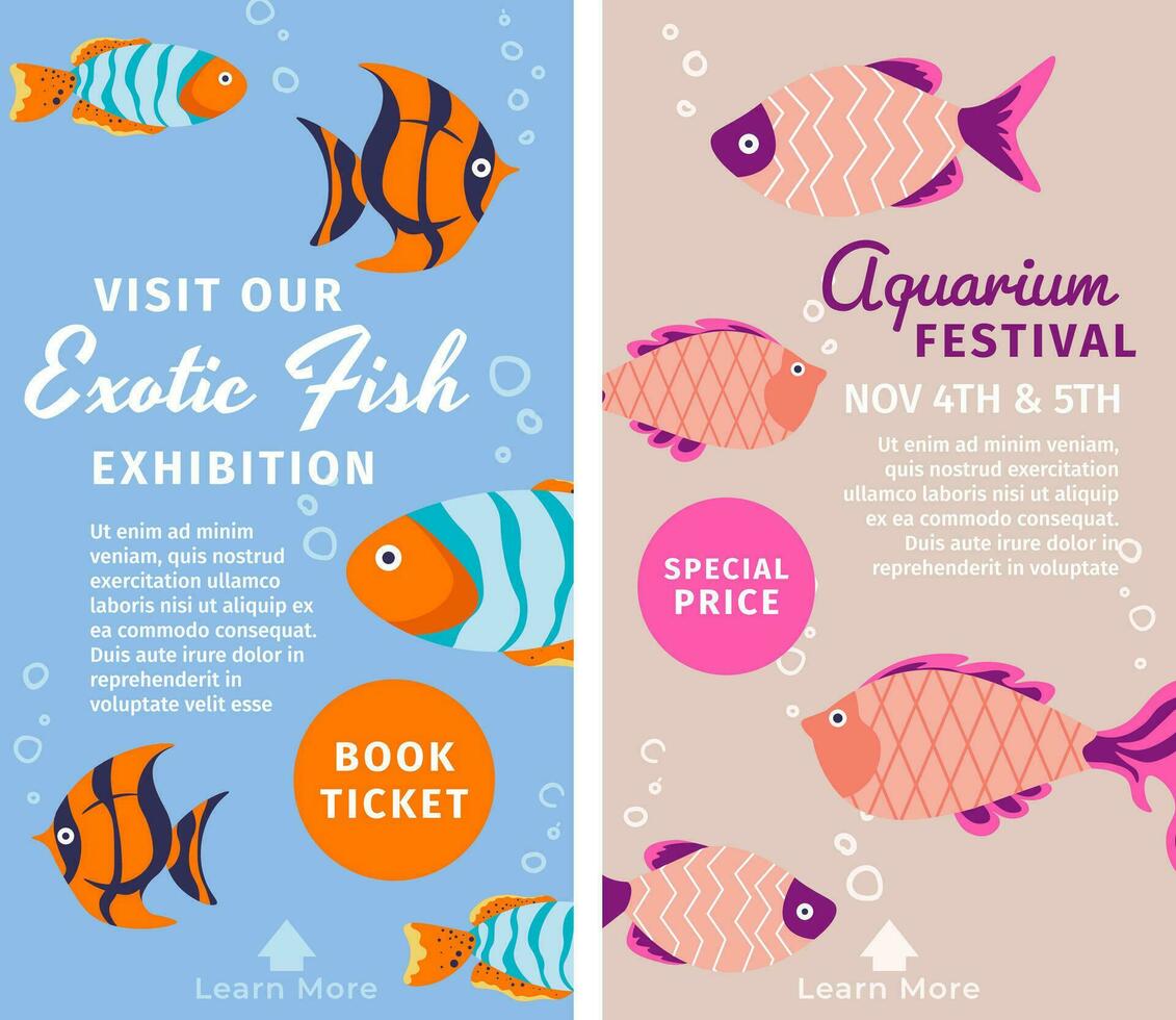 besök utställning av exotisk fisk, bok biljetter vektor