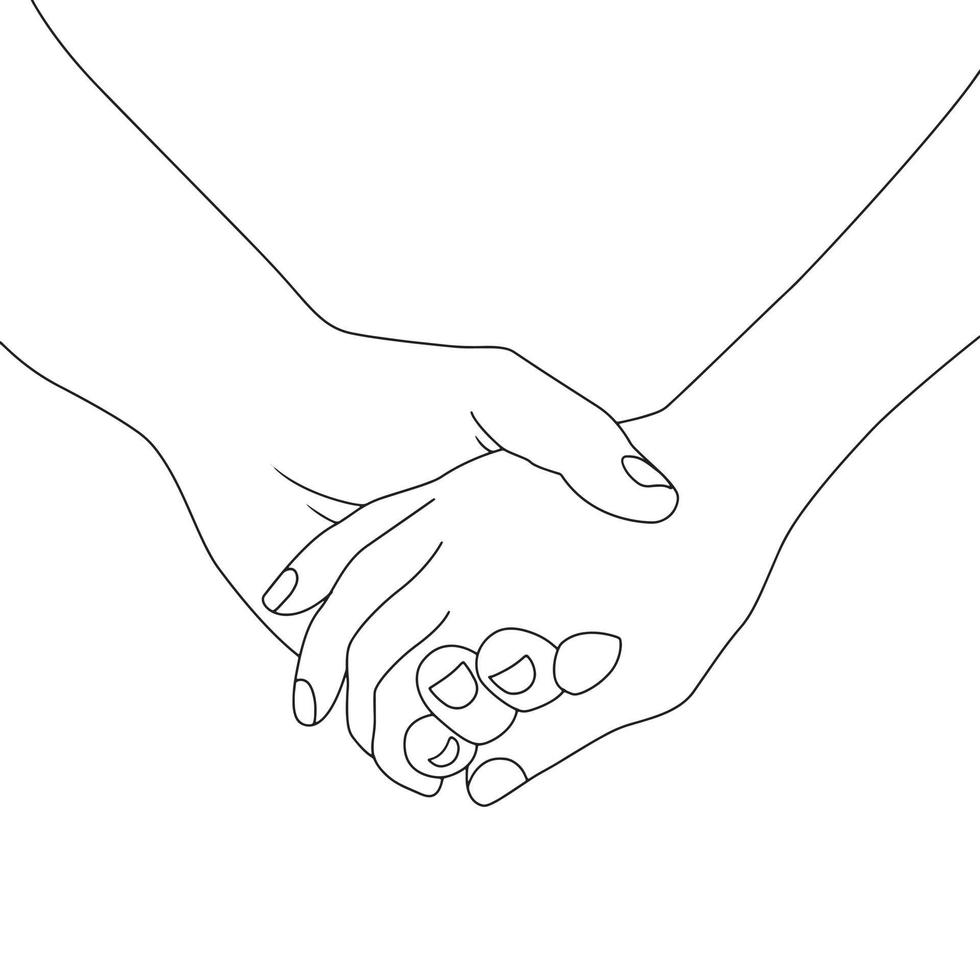 Malvorlagen - Hand in Hand Pose auf weißem Hintergrund dargestellt vektor