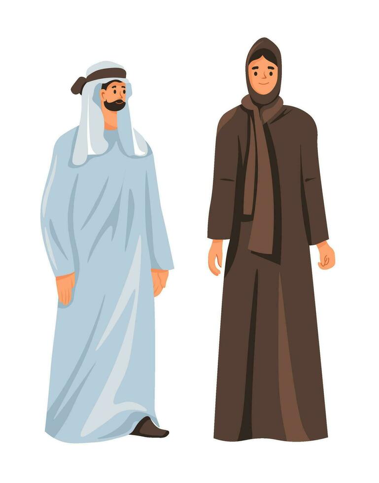förenad arab emirates man och kvinna i kläder vektor