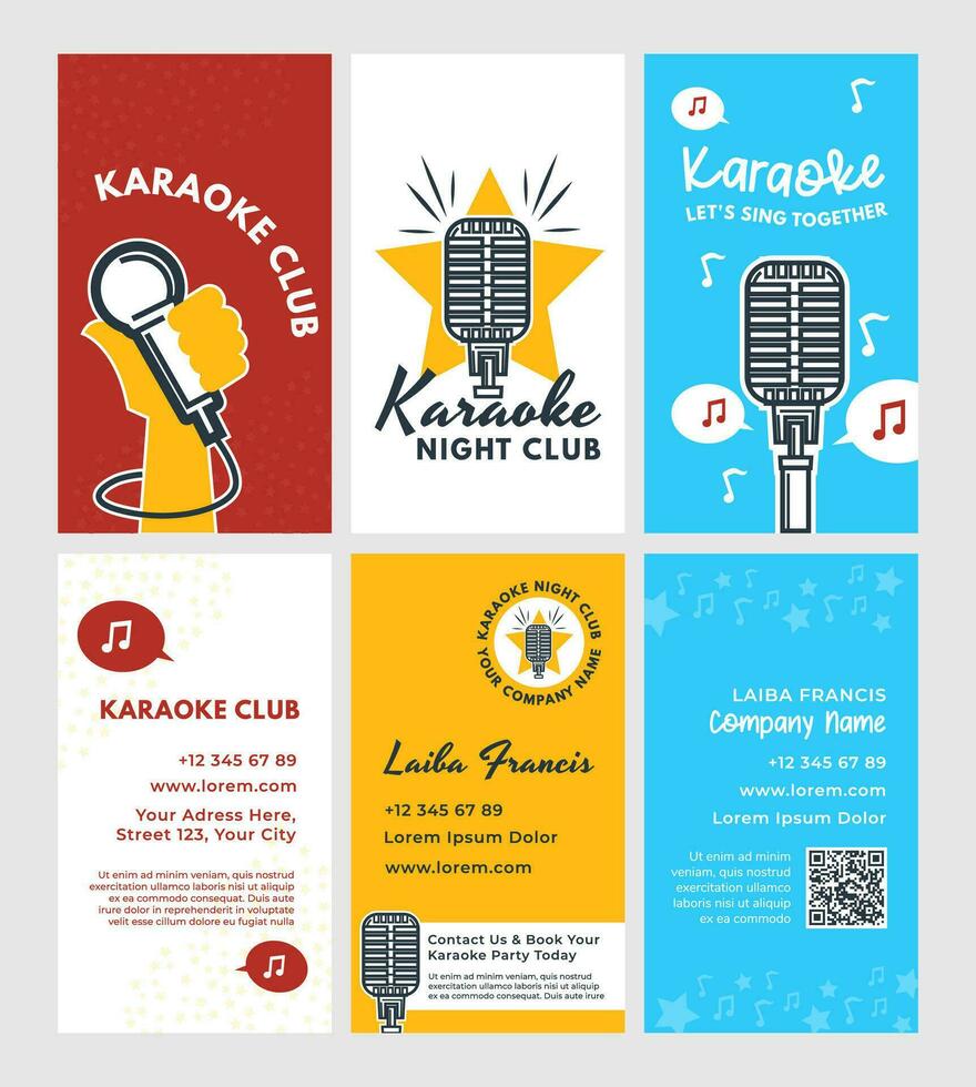 Geschäft Karte einstellen zum Karaoke Verein Werbung vektor