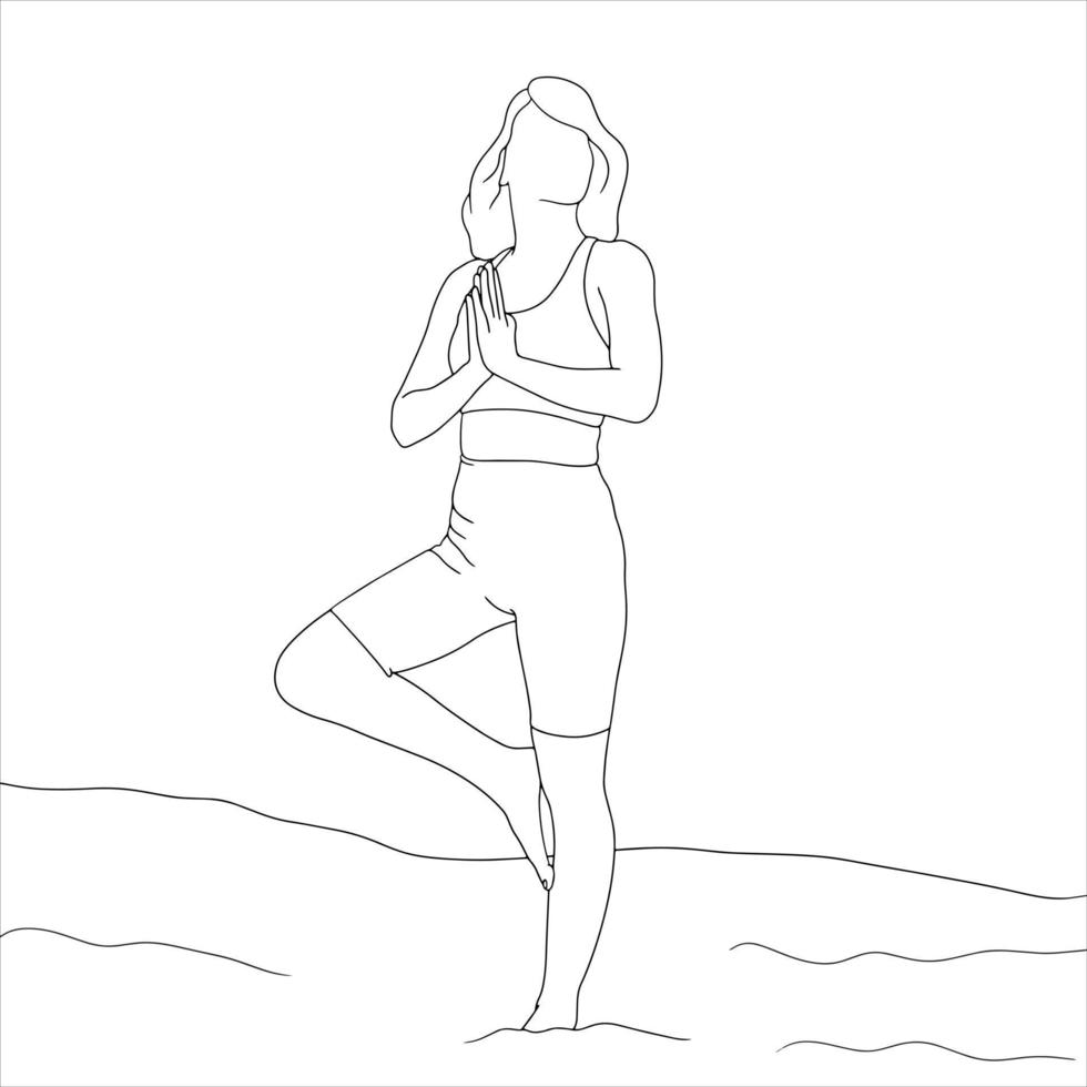 målarbok - karaktär i yoga pose vektor karaktär illustration.