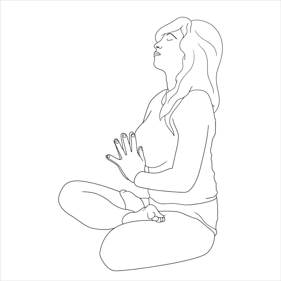 målarbok - karaktär i yoga pose vektor karaktär illustration.