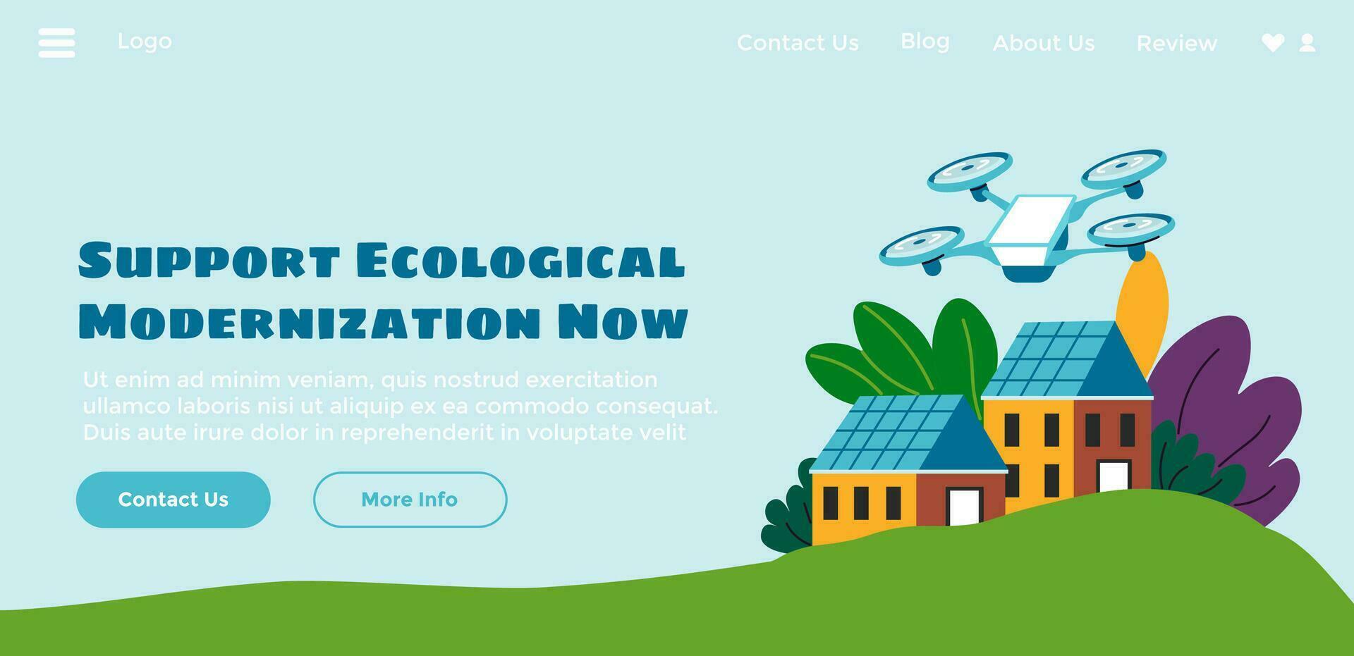 Unterstützung ökologisch Modernisierung Jetzt, Webseite vektor