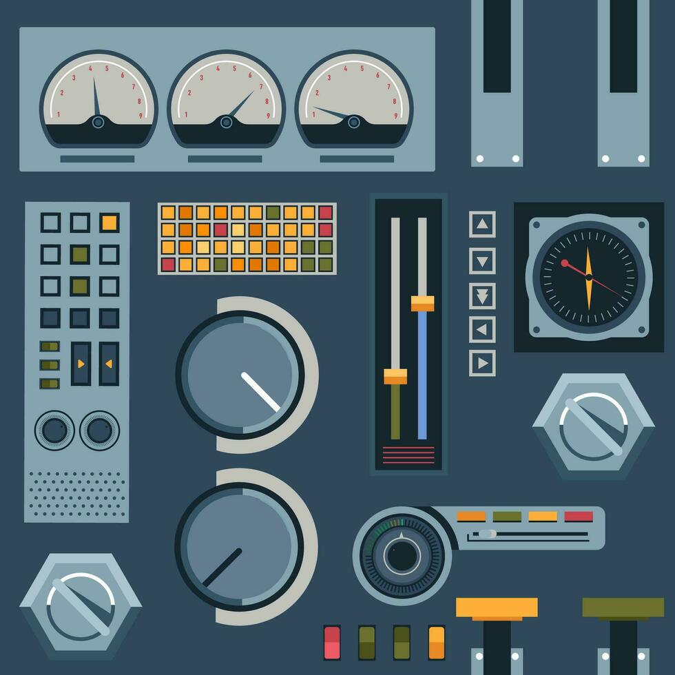 Steuerung Panel mit Tasten und Knöpfe, Vektoren