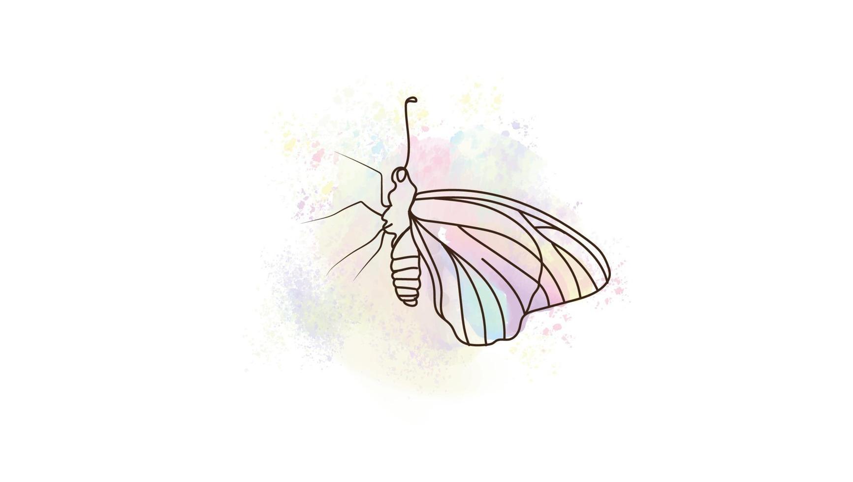 Aquarell Strichzeichnungen Schmetterling Design. vektor