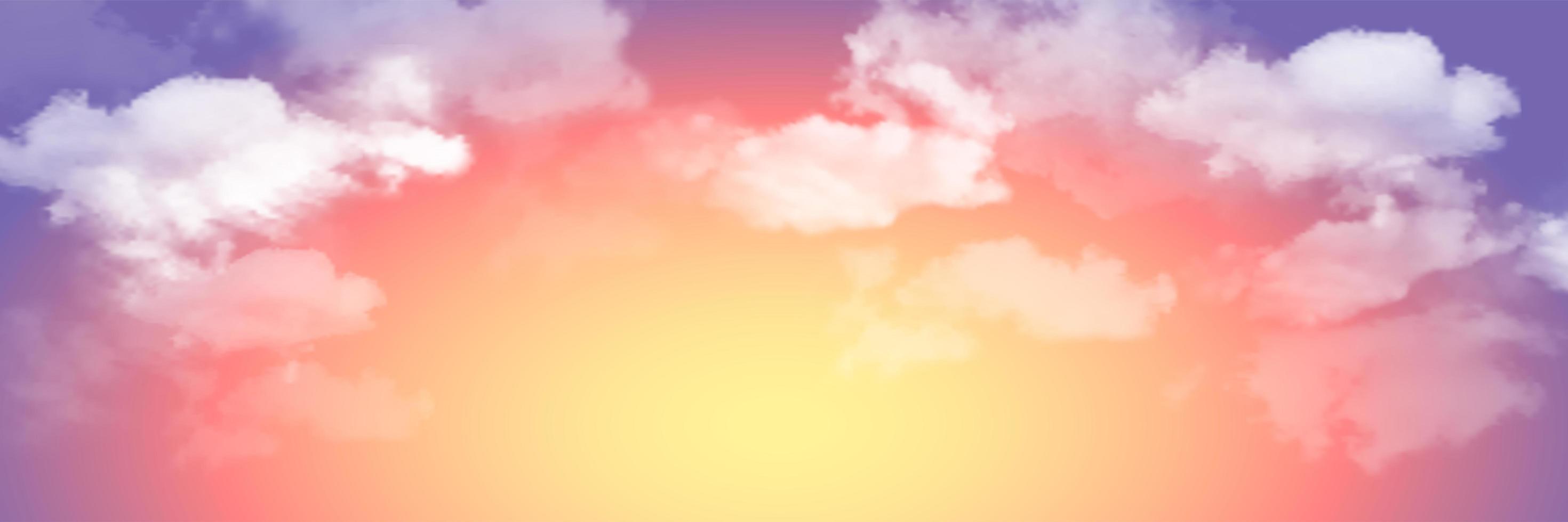 Vektorrealistische Himmelslandschaft. Himmel mit Wolken. Sonnenuntergang. vektor