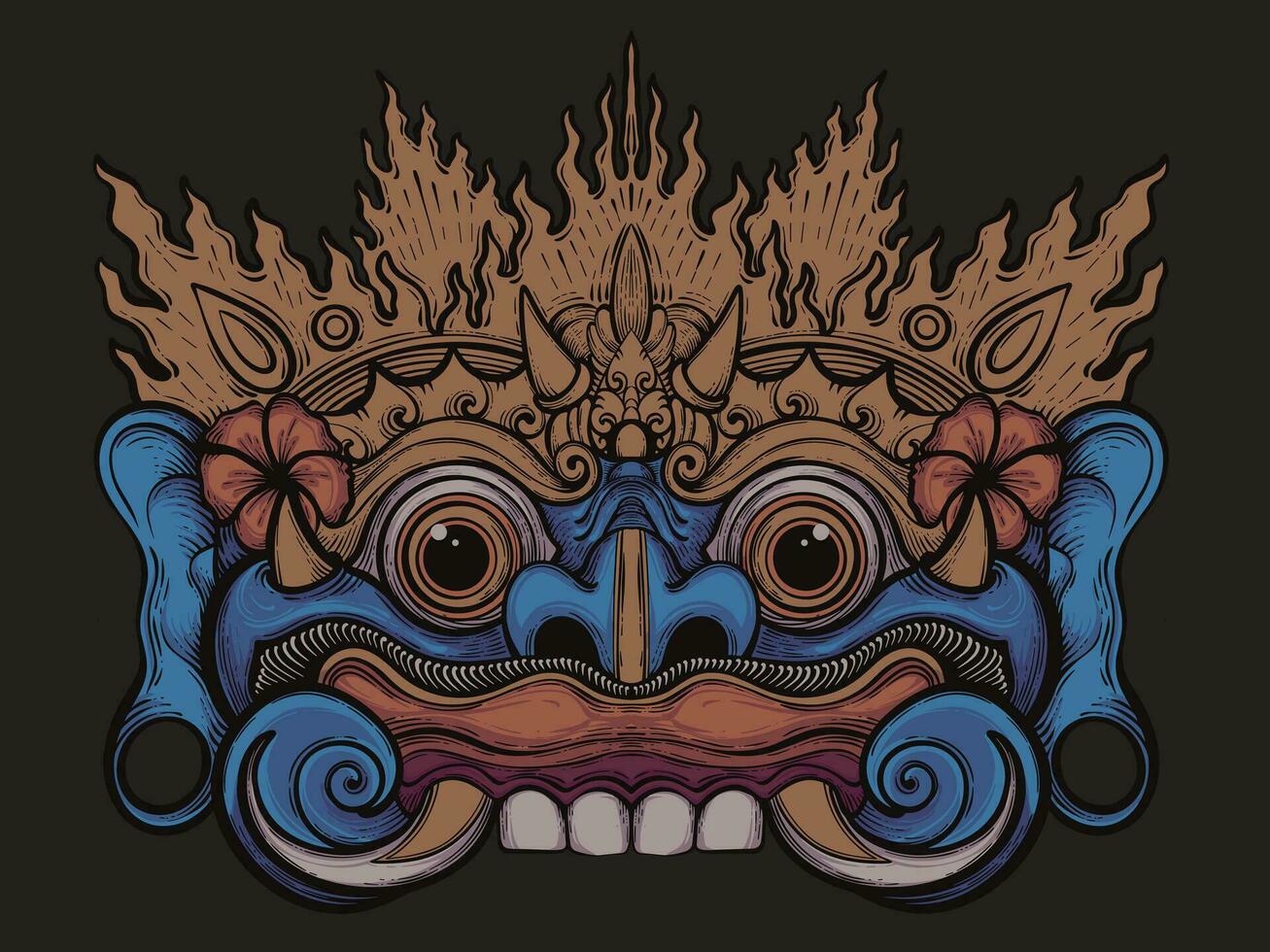 traditionell balinesisk mask illustration vektor