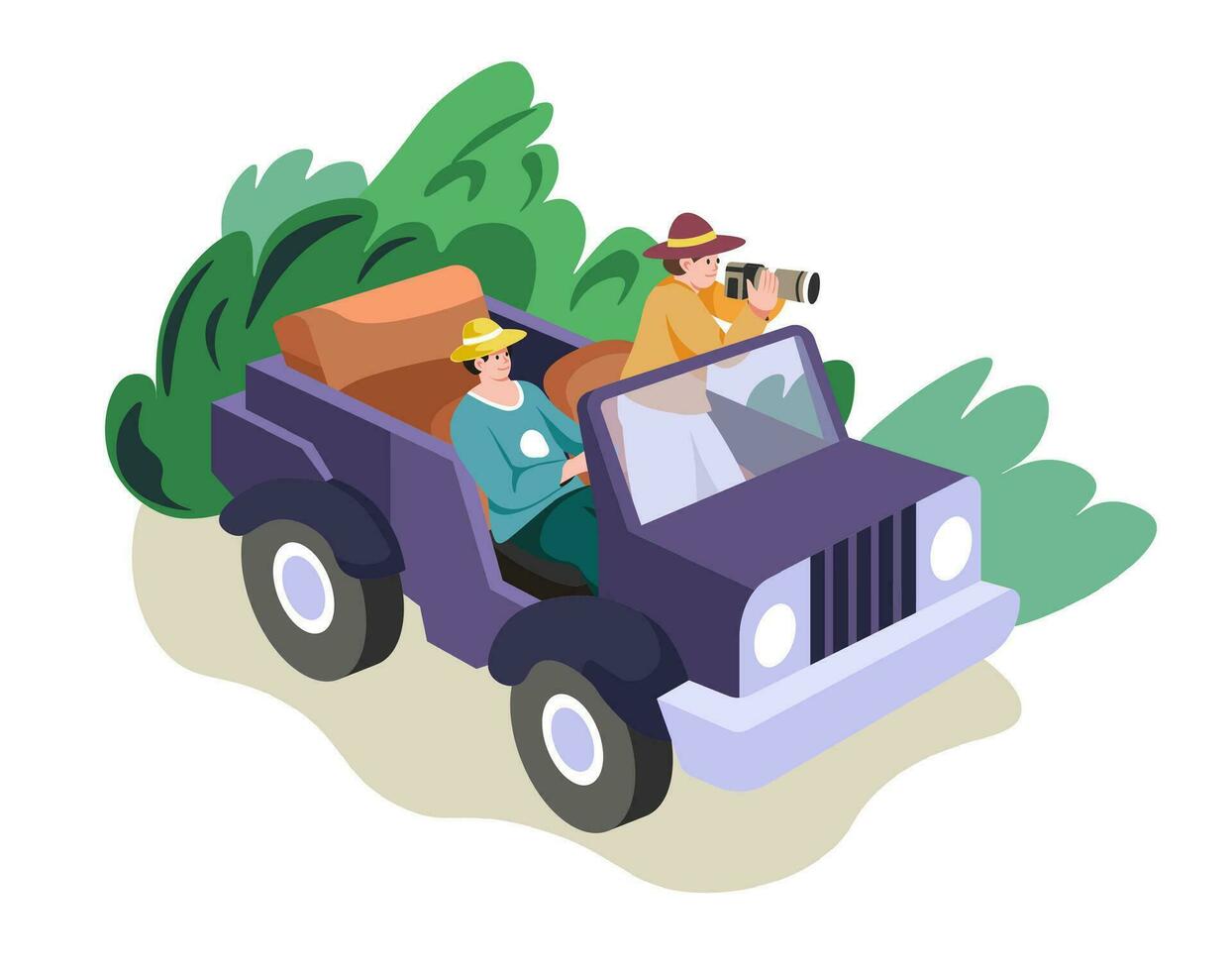 Ökotourismus, Reisen im Safari auf Jeep Vektor