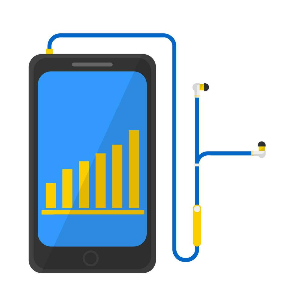Smartphone Bildschirm mit Kopfhörer, Clever Gerät vektor