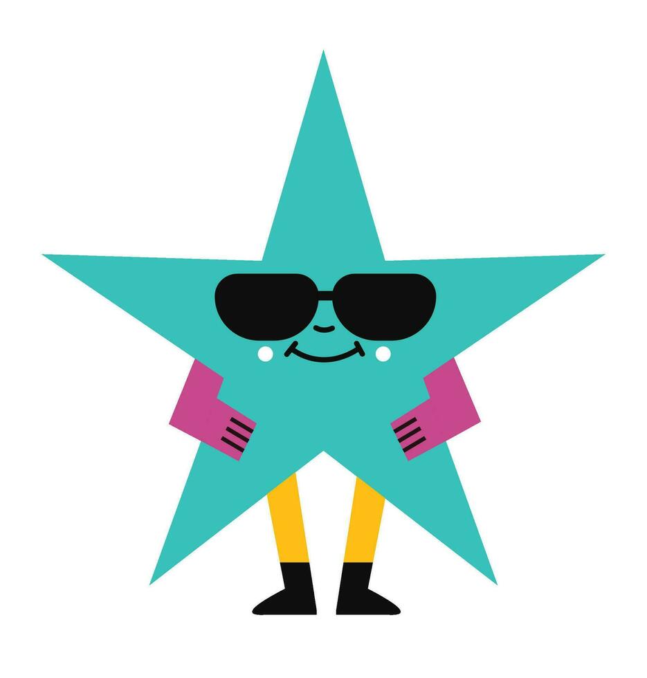 Star geformt Charakter mit Sonnenbrille und Lächeln vektor
