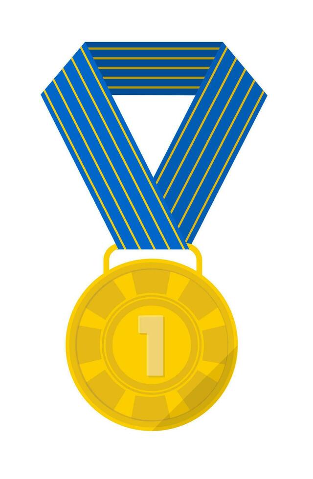 Medaille vergeben zum zuerst Platz im Wettbewerb Herausforderung vektor