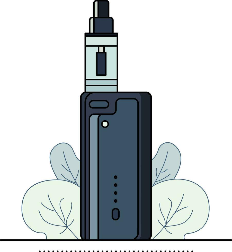 elegant, modern e cigarett enhet vektor illustration, elektronisk cigarett vape enhet den där simulerar tobak rökning stock vektor bild