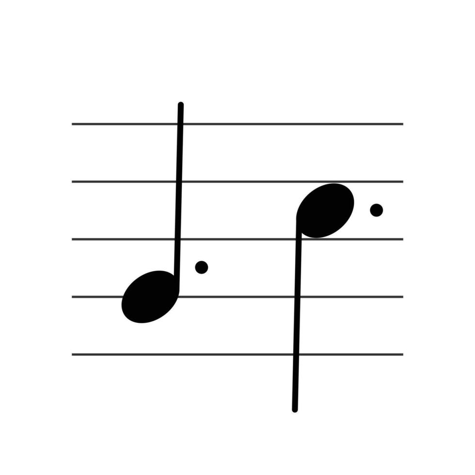 prickad notera symbol på personal platt vektor isolerat på vit bakgrund. musikalisk symbol. musikalisk notation. Flash-kort för inlärning musik