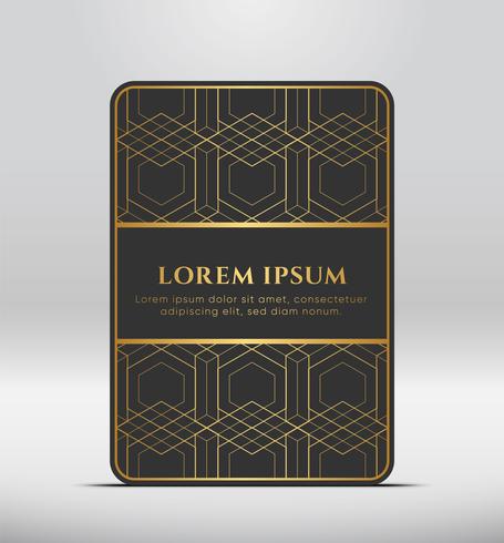 Elegant premiumlook. Mörkgrå kortform med guldmönster. Vektor illustration.