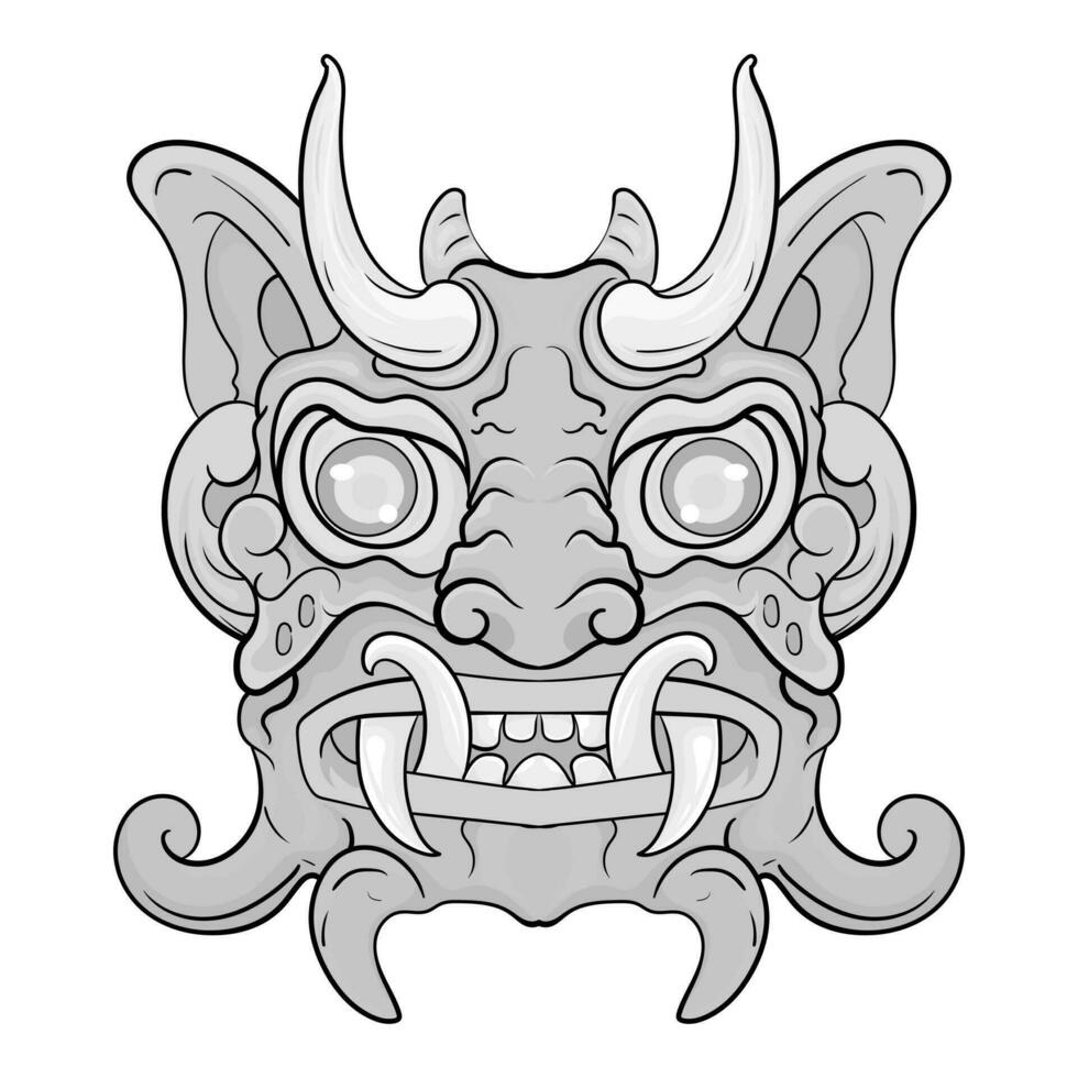 Monster- Barong Kultur Illustration im schwarz und Weiß. Illustration gut zum Tätowierungen und T-Shirt bekleidung Design vektor