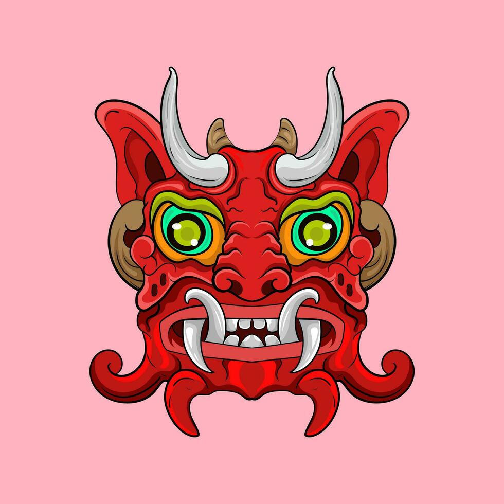 oni Maske Vektor Kunst Illustration auf isoliert Hintergrund. japanisch Dämon Vektor Illustration.