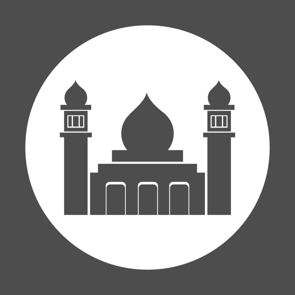 Moschee auf Kreissymbol schwarzes Schild flache Abbildung vektor