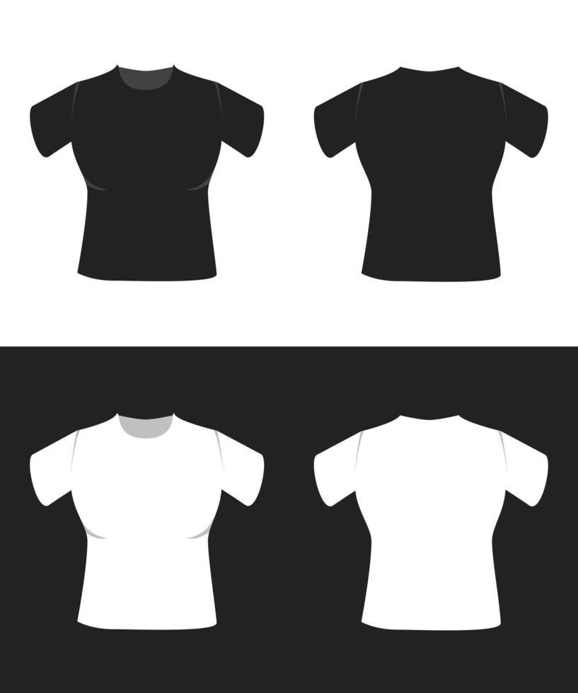 mockup vanlig kvinnas t-shirt set svart vit vektor