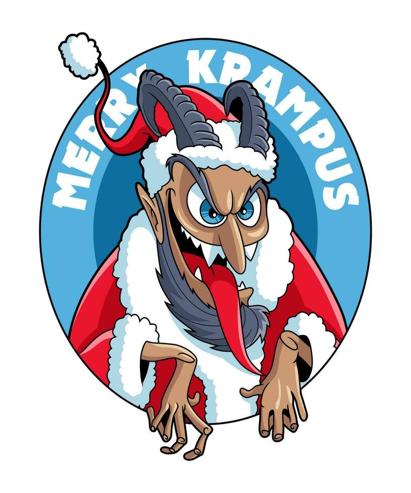 dunkel Krampus mit Santa Kostüm. komisch Weihnachten Karikatur Illustration. vektor