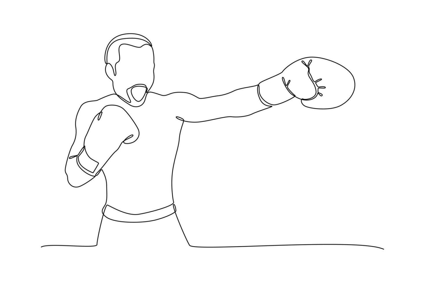 kontinuierlich einer Linie Zeichnung Boxer, muai thailändisch Kämpfer. Boxen, Sport, trainieren Konzept. Gekritzel Vektor Illustration.