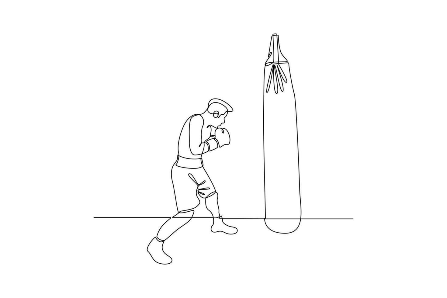 kontinuierlich einer Linie Zeichnung Boxer, muai thailändisch Kämpfer. Boxen, Sport, trainieren Konzept. Gekritzel Vektor Illustration.