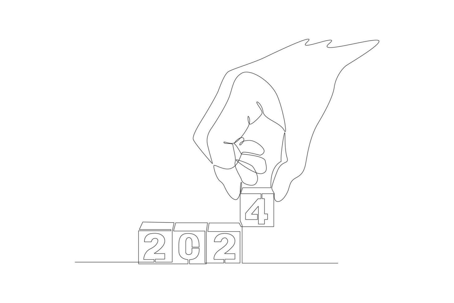 kontinuerlig ett linje teckning 2024 Lycklig ny år logotyp text design. klotter vektor illustration.