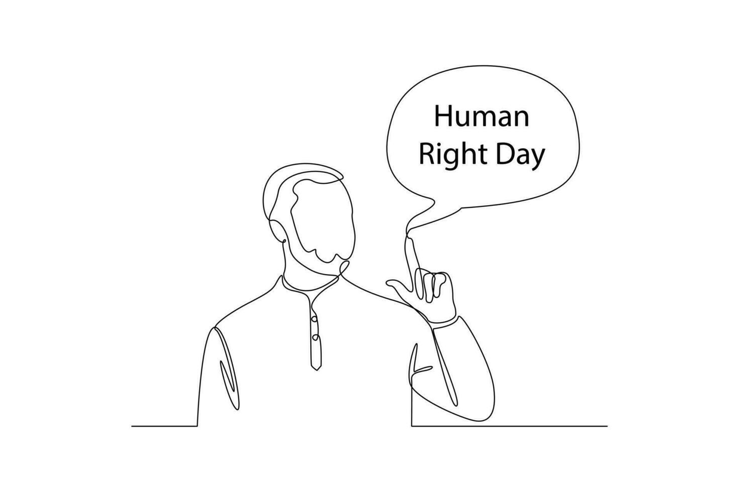 einer kontinuierlich Linie Zeichnung von Dezember 10, Welt Mensch Rechte Tag Konzept. Gekritzel Vektor Illustration im einfach linear Stil.