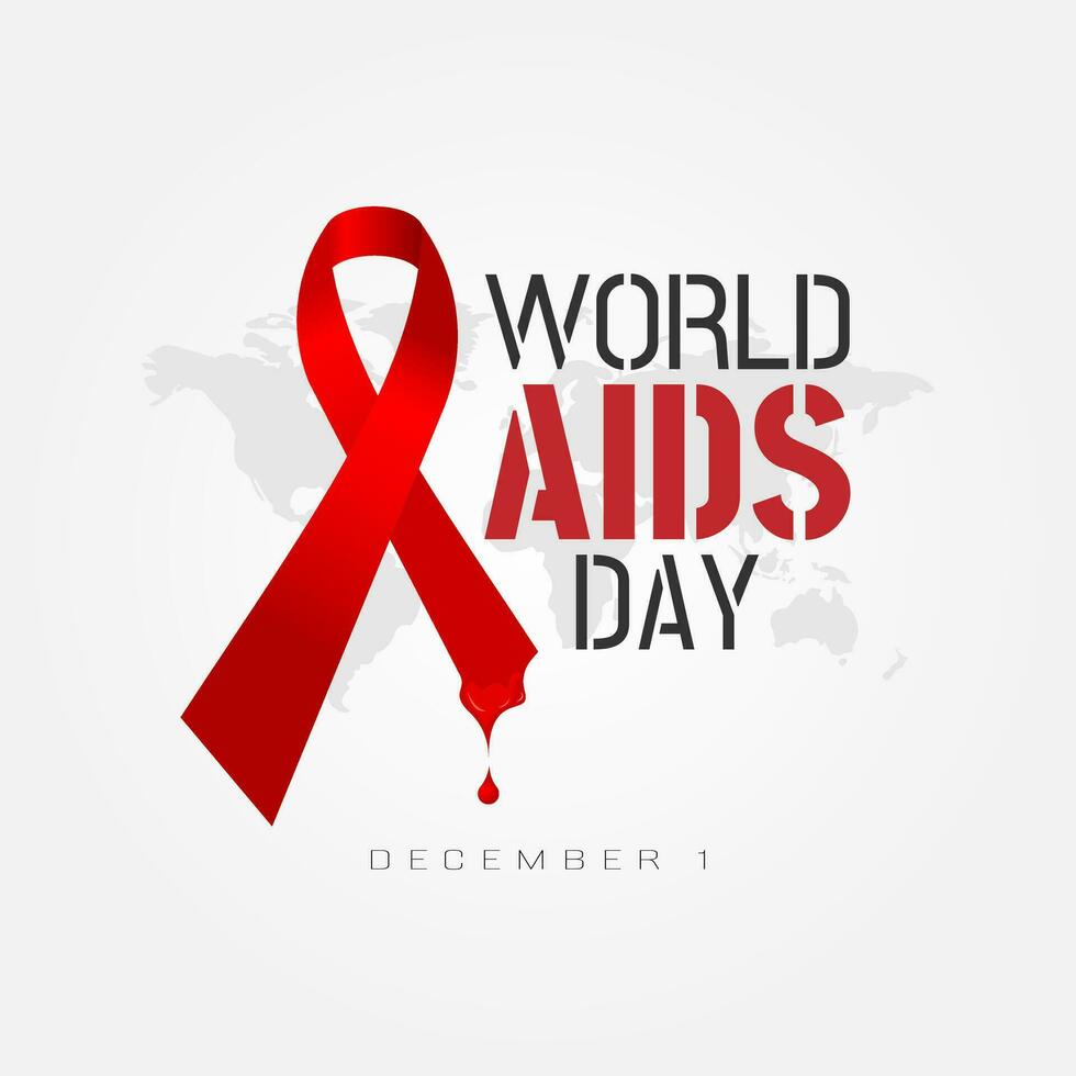 värld AIDS dag affisch med röd band och blod droppar vektor