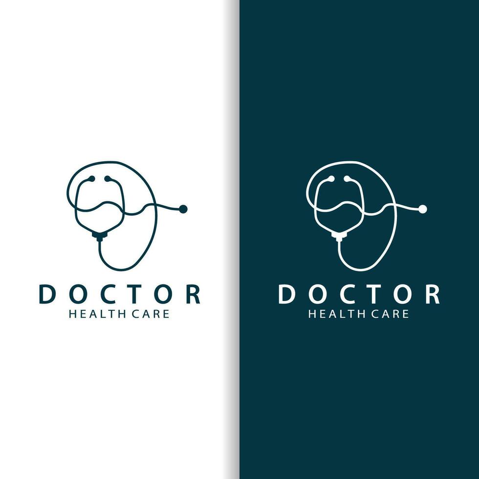 stetoskop logotyp, enkel linje modell hälsa vård logotyp design för företag märken, illustration mall vektor