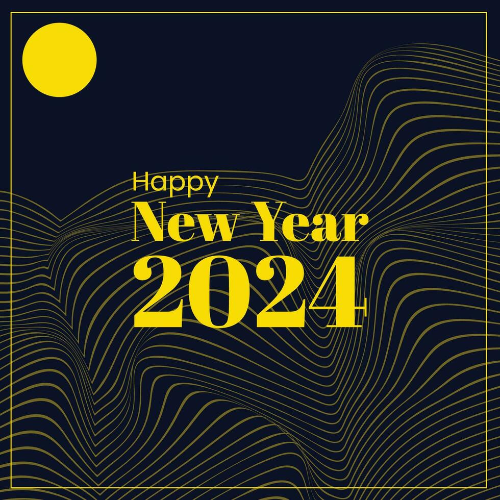 glücklich Neu Jahr 2024 retro Stil futuristisch Hintergrund abstrakt vektor