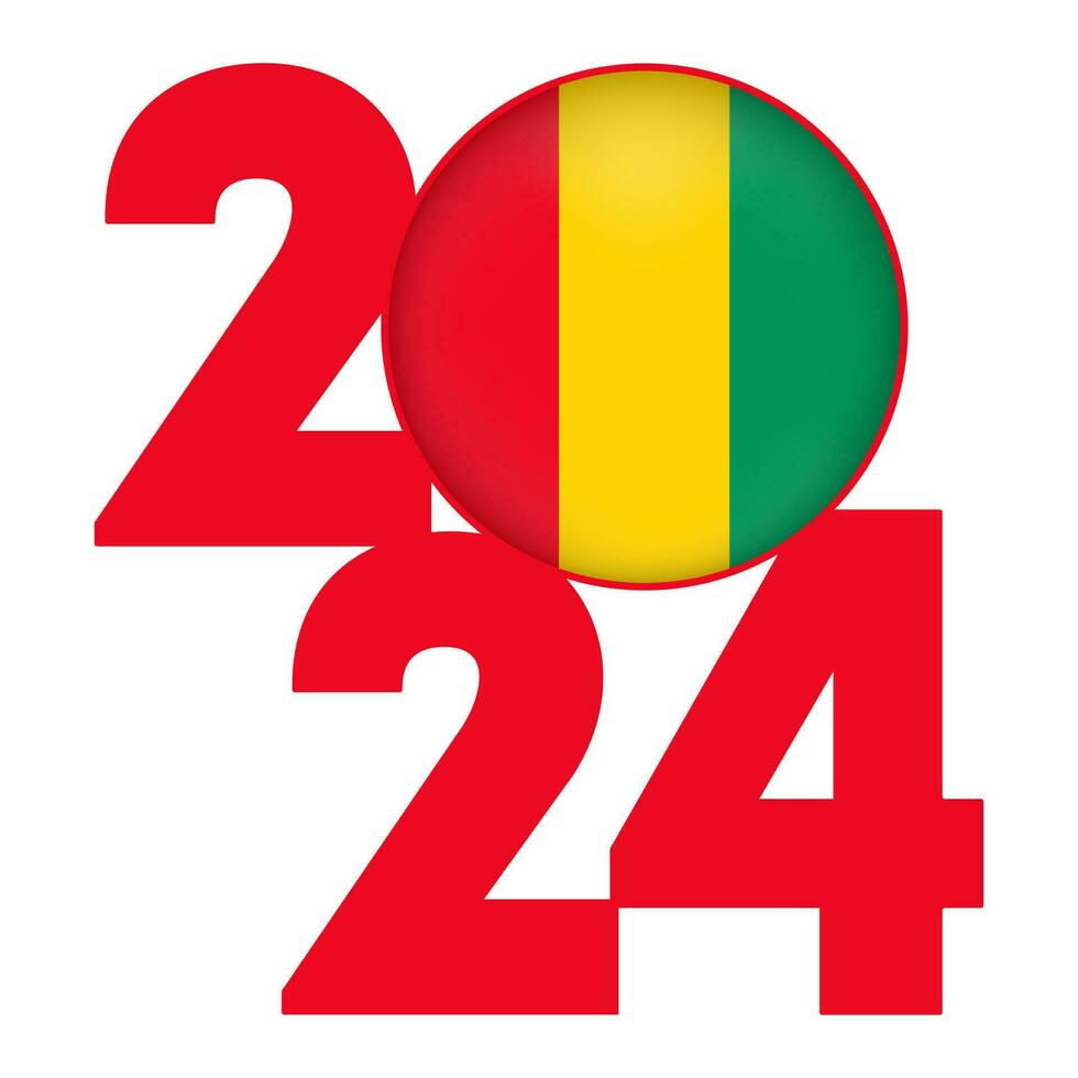 Lycklig ny år 2024 baner med guinea flagga inuti. vektor illustration.