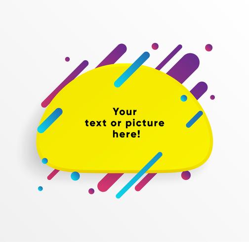 Gelbe abstrakte Textboxform mit modischen Neonlinien und Kreisen vektor