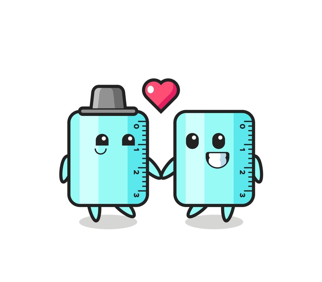 Lineal-Cartoon-Charakter-Paar mit Verliebtheitsgeste vektor