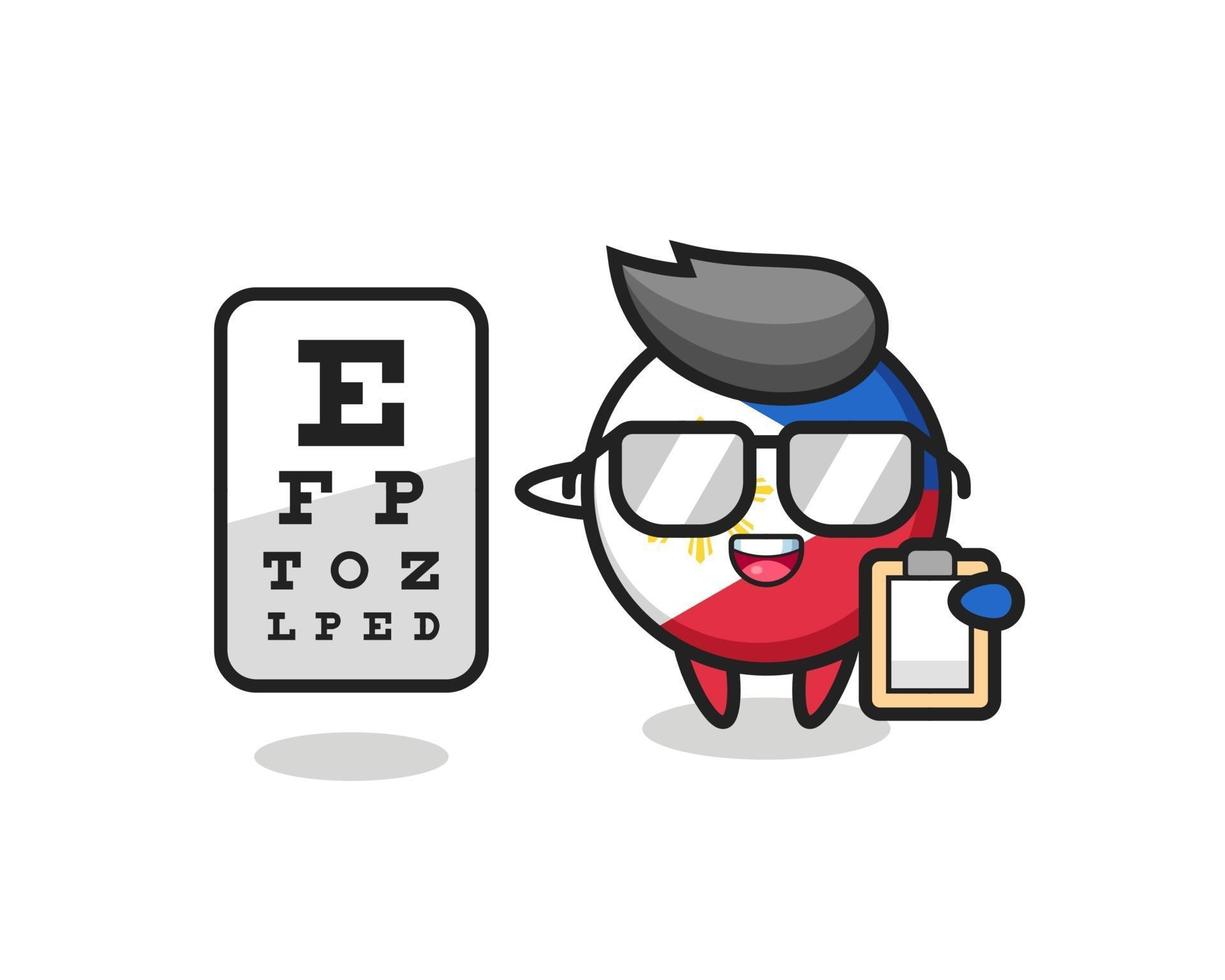 Illustration des philippinischen Flaggen-Abzeichen-Maskottchens als Augenarzt vektor