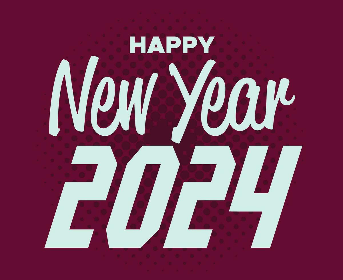 glücklich Neu Jahr 2024 Urlaub cyan abstrakt Design Vektor Logo Symbol Illustration mit kastanienbraun Hintergrund