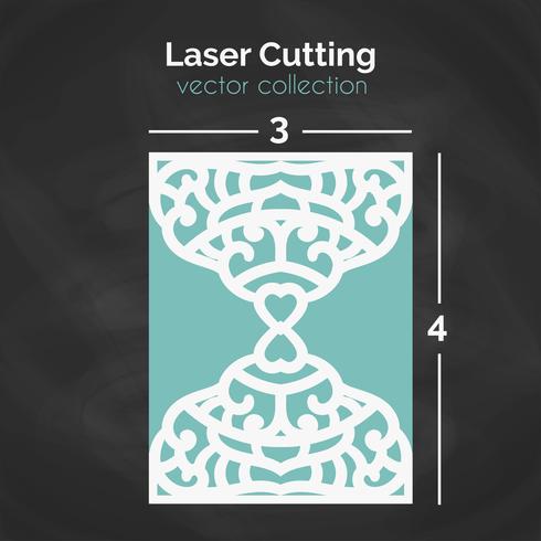 Laser Cut Card. Mall för skärning. Cutout Illustration. vektor
