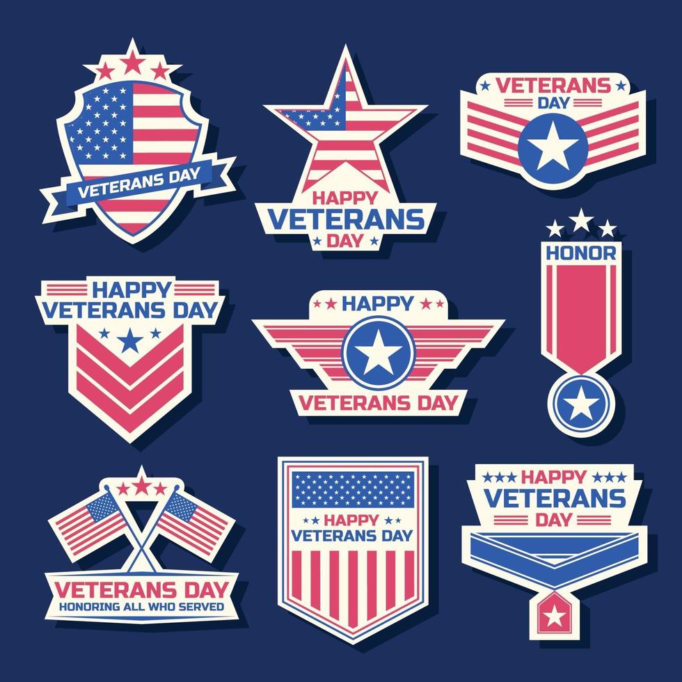 happy veterans day sticker set vektor