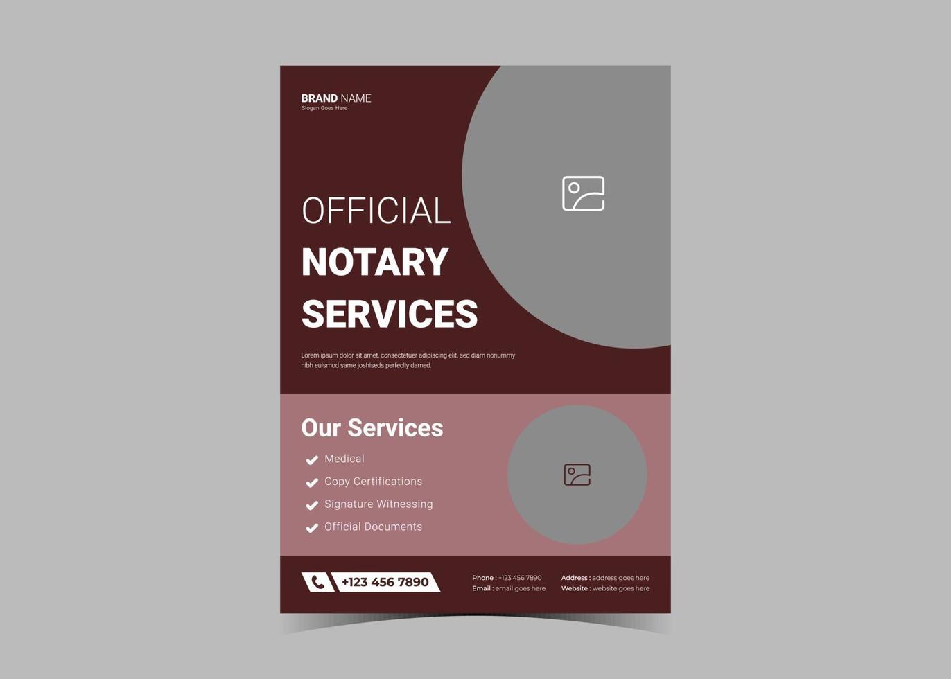 Notar-Service-Flyer-Vorlagen-Design. Rechtsanwalt Notariat vektor