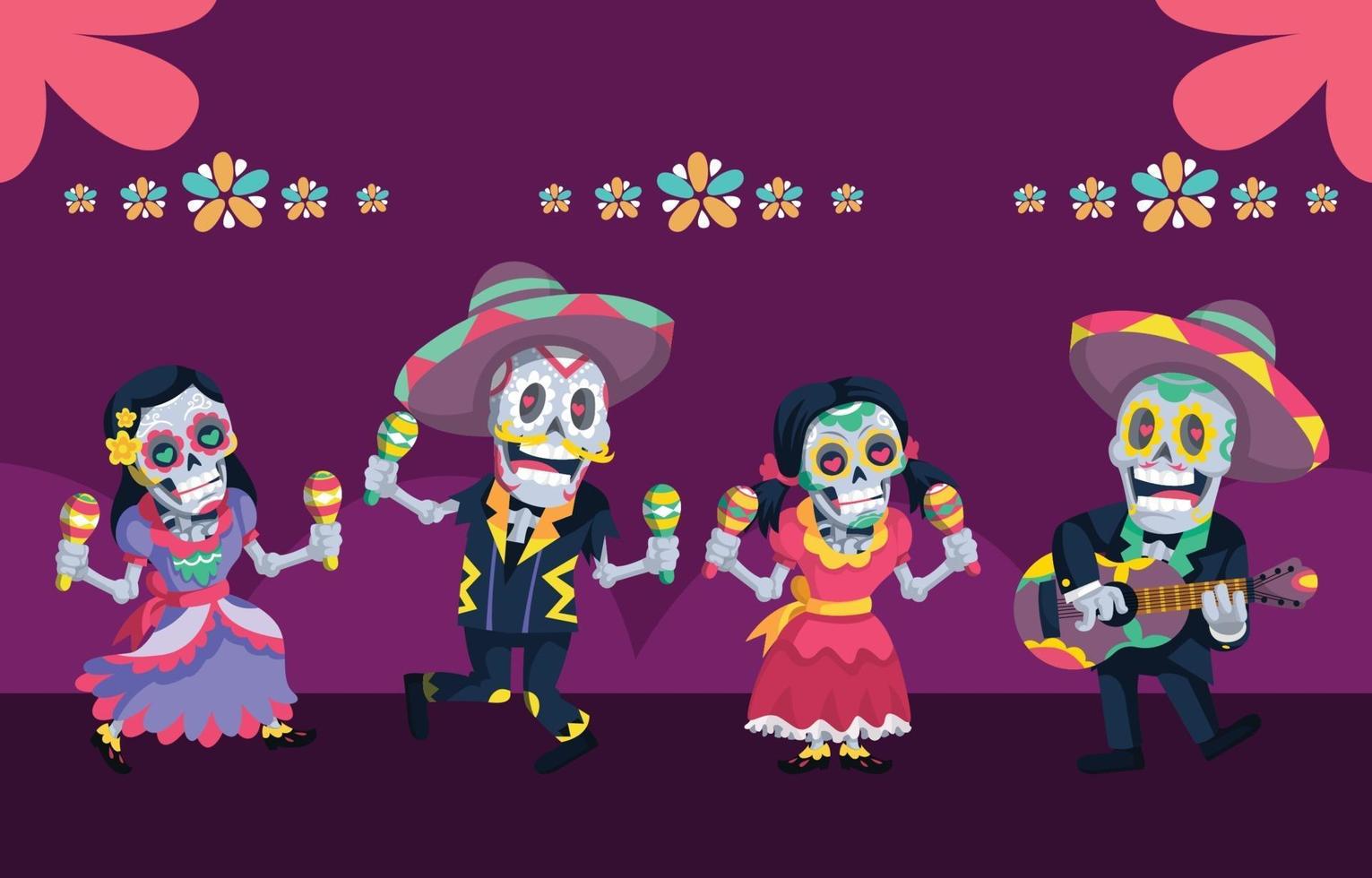 dia de los muertos teckenuppsättning vektor