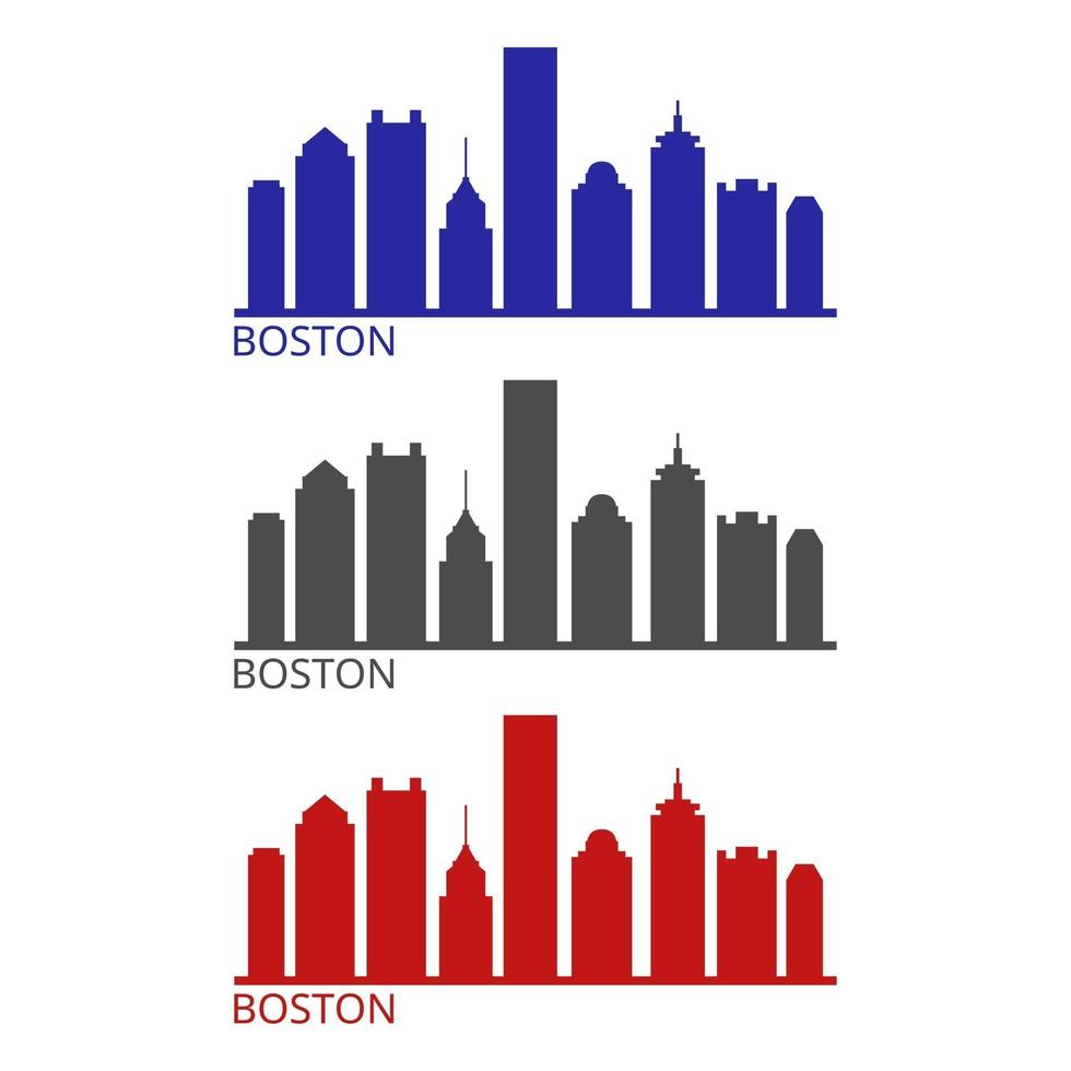 Skyline von Boston auf weißem Hintergrund dargestellt vektor