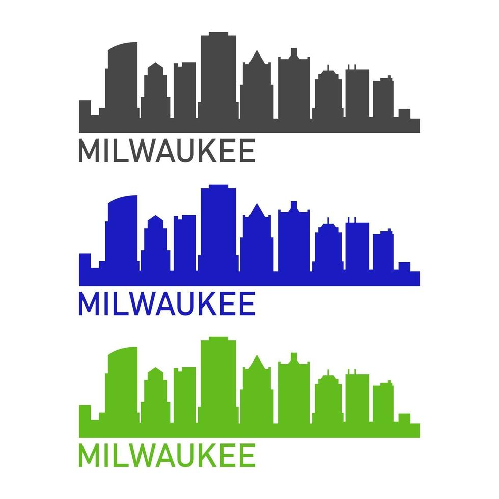 Skyline von Milwaukee auf weißem Hintergrund dargestellt vektor