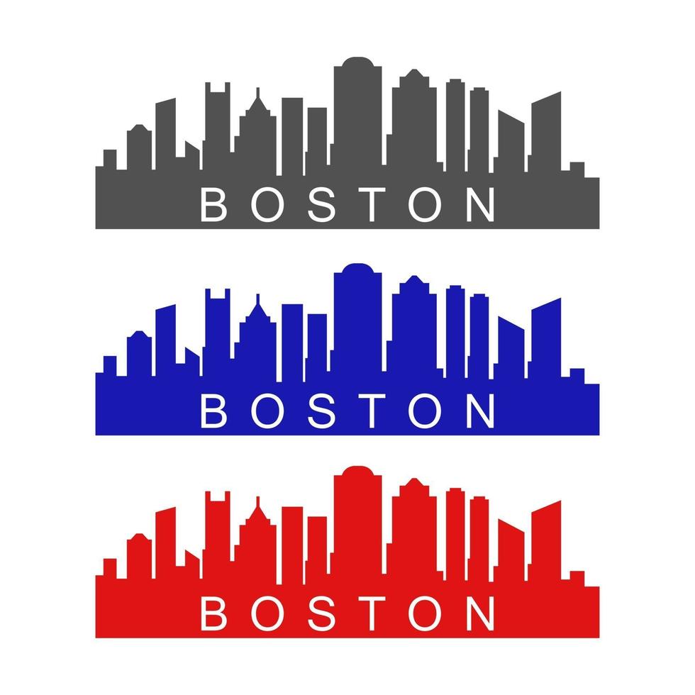 Skyline von Boston auf weißem Hintergrund dargestellt vektor