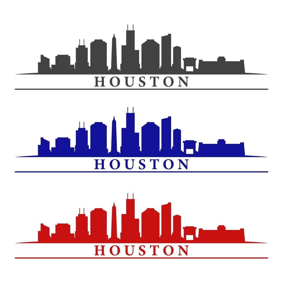 Skyline von Houston auf weißem Hintergrund dargestellt vektor