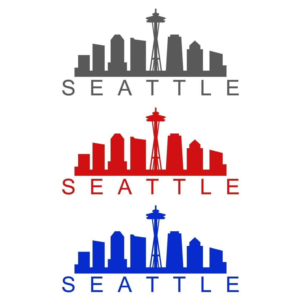 Seattle Skyline auf weißem Hintergrund dargestellt vektor