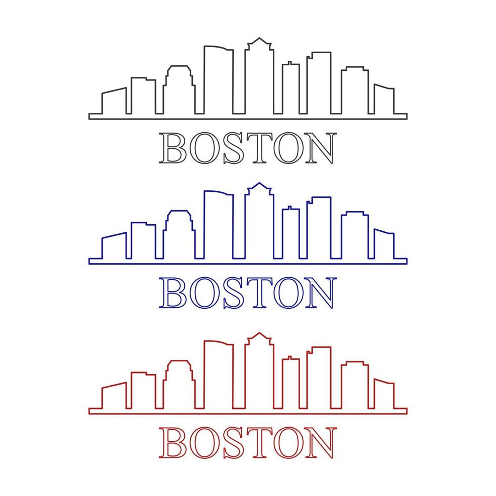 Skyline von Boston auf weißem Hintergrund dargestellt vektor